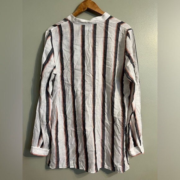 209 WST 38 New York Womens Linen Blend Long Sleeves Button Up Shirt Ivory Sz 14 - Picture 2 of 12